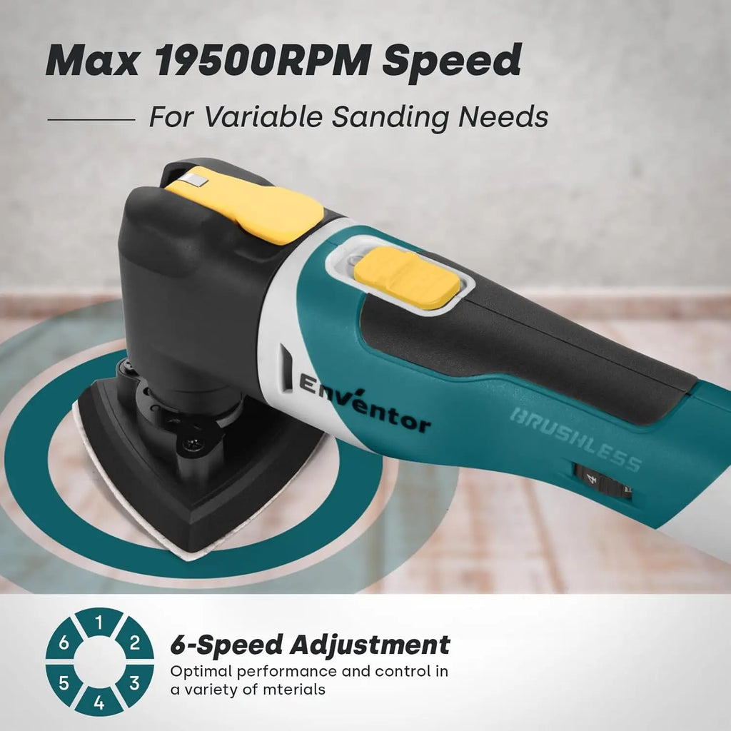Enventor 20V Cordless Oscillating Multi Tool, Brushless Oscillating Saw with 28PCS Accessories, Fast Charger, 6 Variable Speeds, 4° Oscillation Angle for Scraping, Sanding