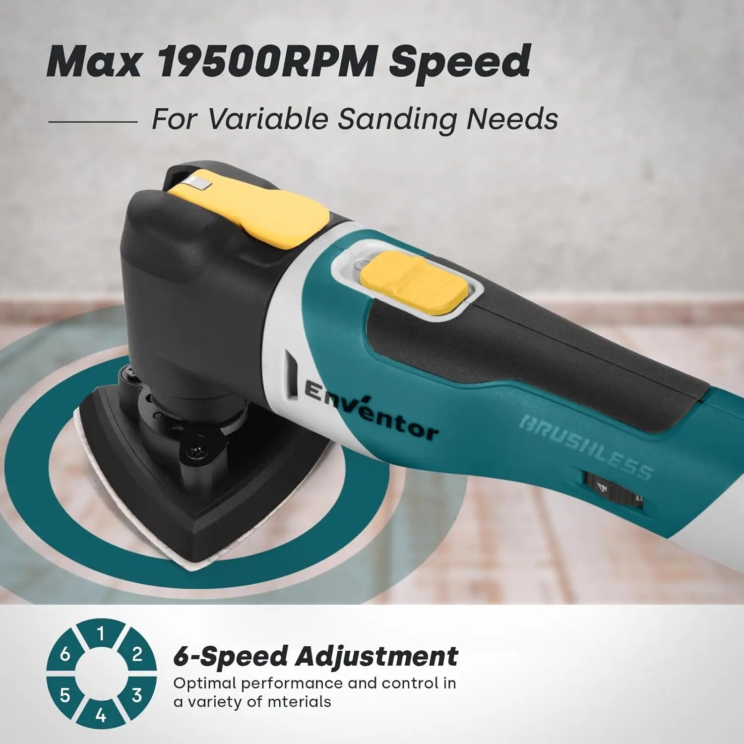 Enventor 20V Cordless Oscillating Multi Tool, Brushless Oscillating Saw with 28PCS Accessories, Fast Charger, 6 Variable Speeds, 4° Oscillation Angle for Scraping, Sanding