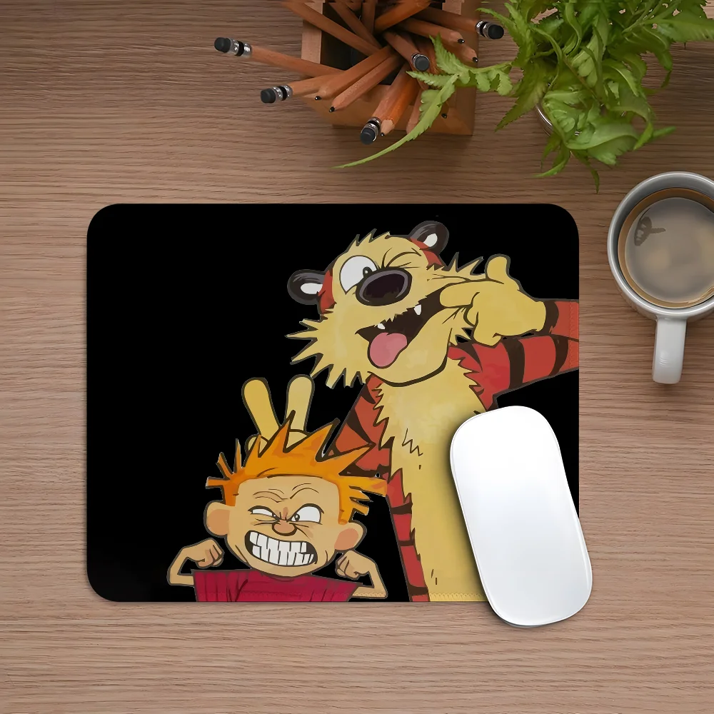 Cartoon C-Calvin And H-Hobbes Mouse Pad Esports Mousepad Laptop Computer Locking Edge Office Desk Mat Rubber Small Anti Slip Pad
