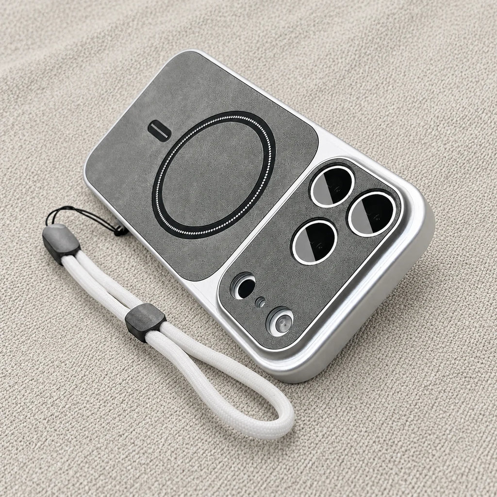 Luxury Matte Leather Magnetic Phone Cases for IPhone 17Air 17 16 15 14 13 Pro Max for Magsafe Wireless Charge with Lanyard Cover