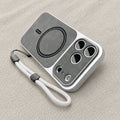 Luxury Matte Leather Magnetic Phone Cases for IPhone 17Air 17 16 15 14 13 Pro Max for Magsafe Wireless Charge with Lanyard Cover