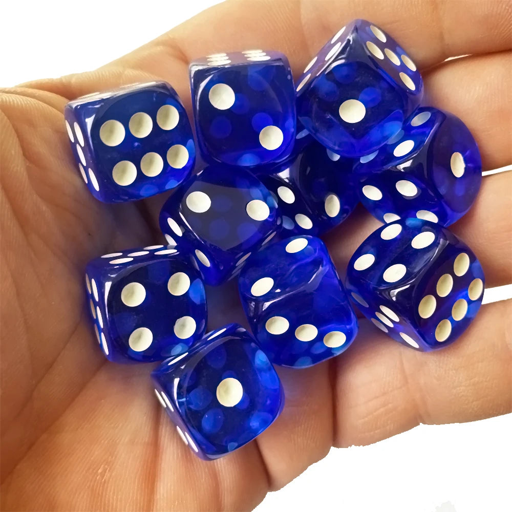 10pcs/Pack Transparent Acrylic Dice 16mm High Quality Multicolour #16 Round Corner Boutique Game Dices Cubes