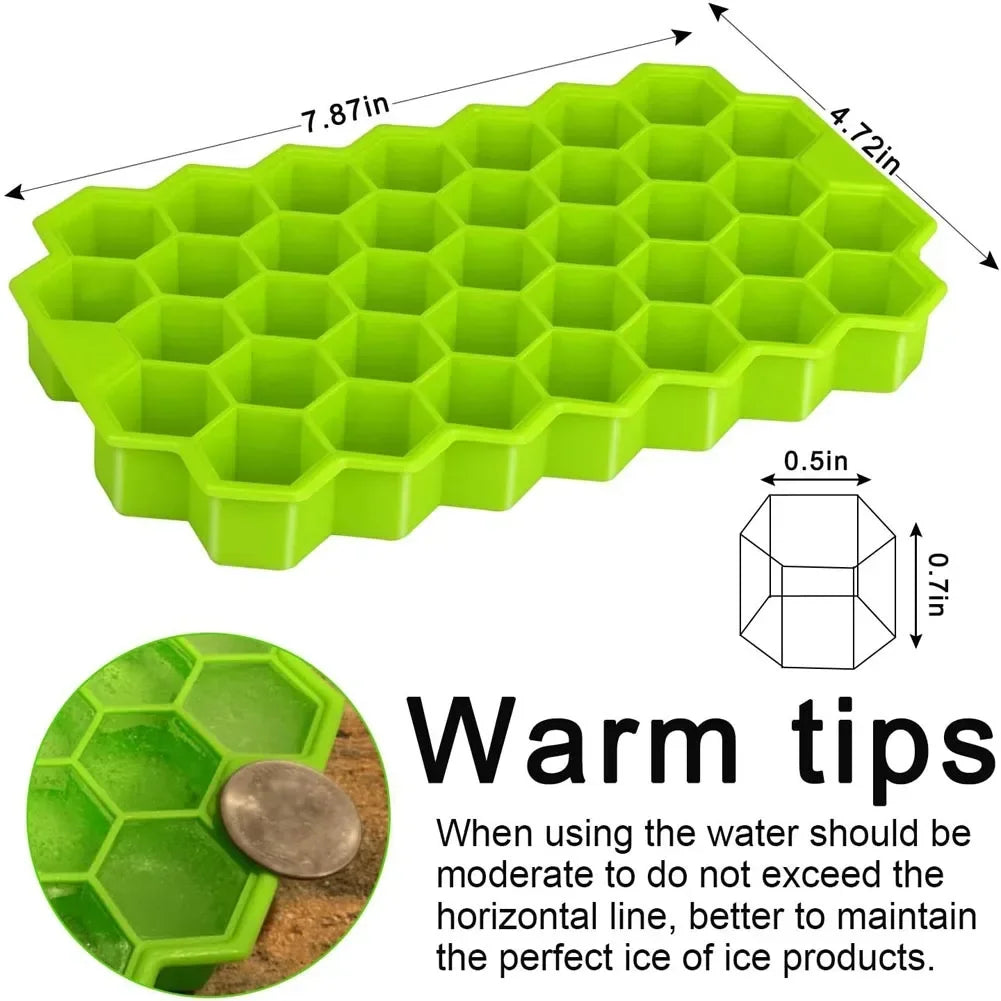 4/1PCS 37 Grids Silicone Ice Cube Mold Large-capacity Ice Trays Food Grade Reusable Ice Maker with Lids Cocktail Kitchen Tool
