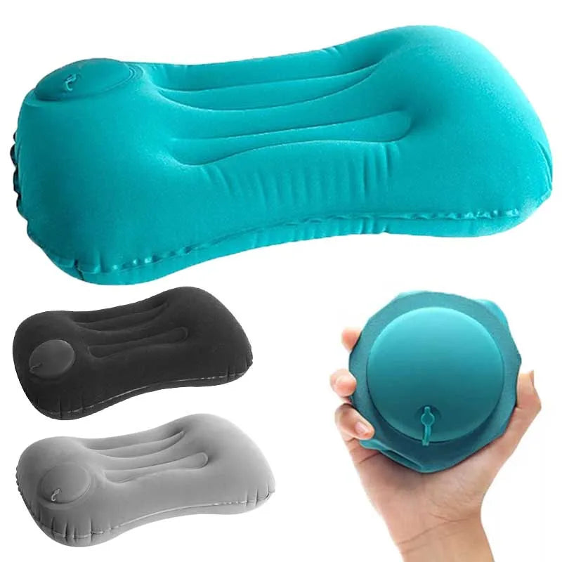 1PC Inflatable Pillow Press Type Bed Pillows Car Lumbar Pillow Suitable For Neck Waist Support Camping Home Office Supplies
