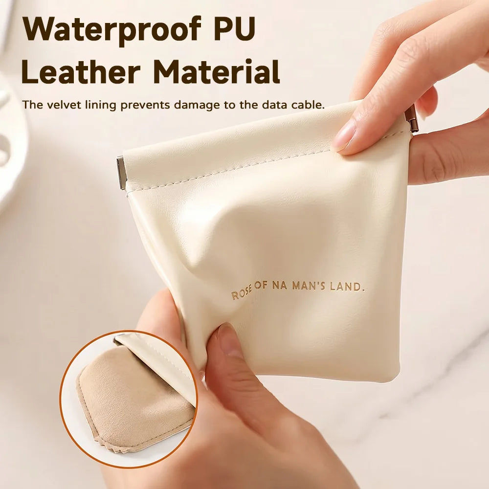 Fashion Multifunctional Storage Bag With Automatic Closure Wired Headphone PU Coin Purse Mini Portable Lipstick And Makeup Bag