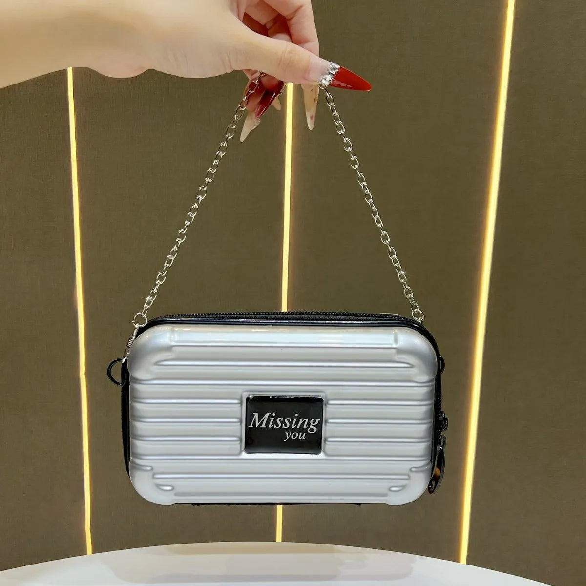 Mini Suitcase Shape Bag Fashion Luggage Bag Handbag Shoulder Bag Waterproof Bag Hard Shell Box Suitcase Purse Clutch Bag