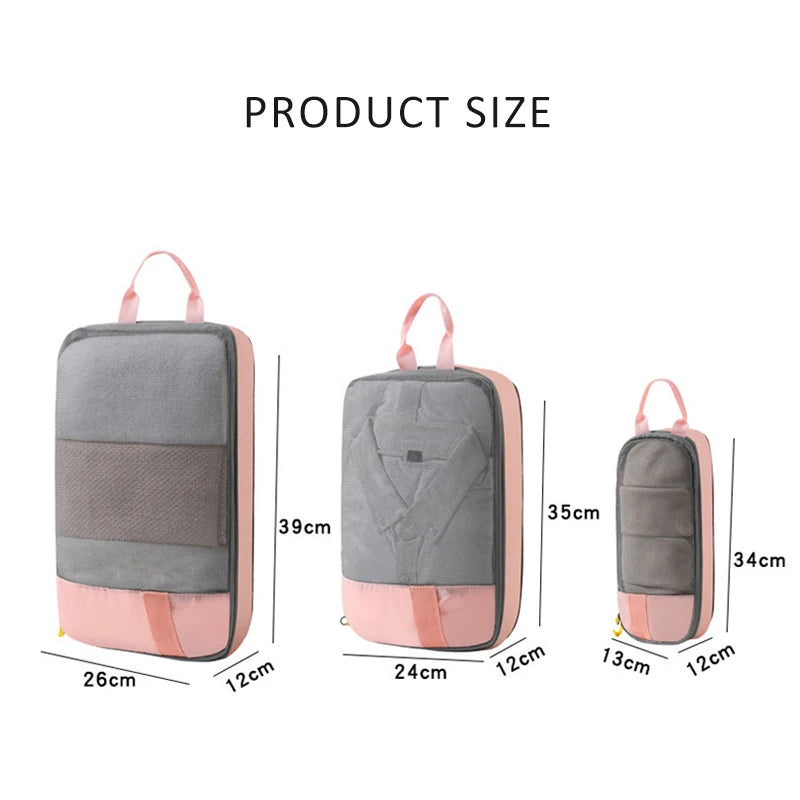 3pcs High Quality Packing Cubes Set Mesh Visible Travel Clothing Organiser Bag Portable Suitcase Pouch Compression Packing Cube