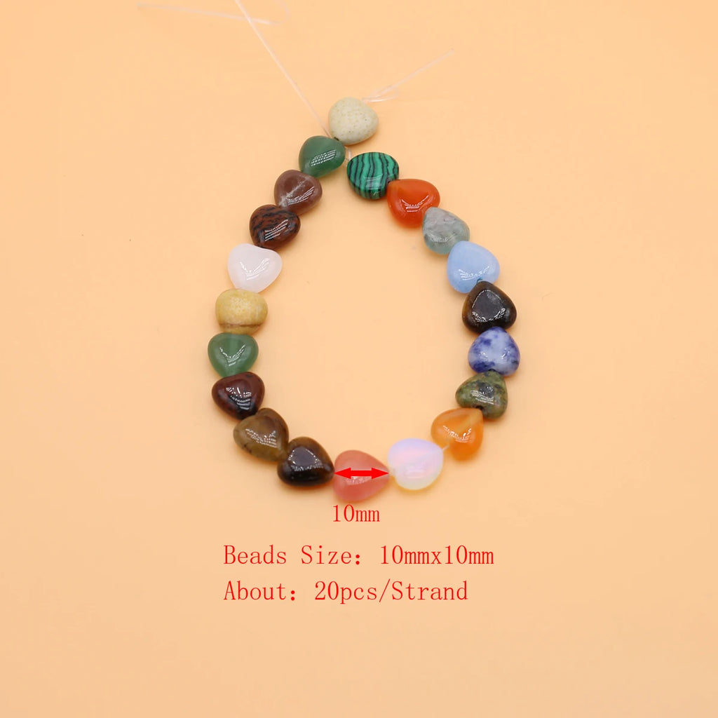 10mm Natural Stone Heart Spacer Beads Crystal Quartz Healing Stone Beads for Jewelry Making DIY Necklace Bracelet Accessories