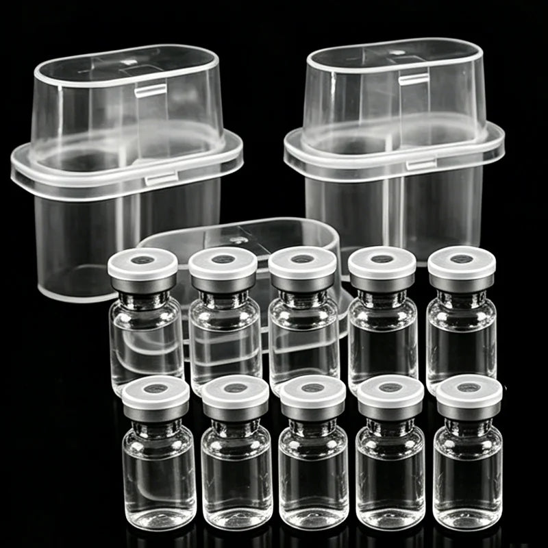 2-Slot 3ml Vial Storage Box Plastic Peptide Storage Case for Freezer Tube Stackable Vial Organizer Box Clear Peptide Case
