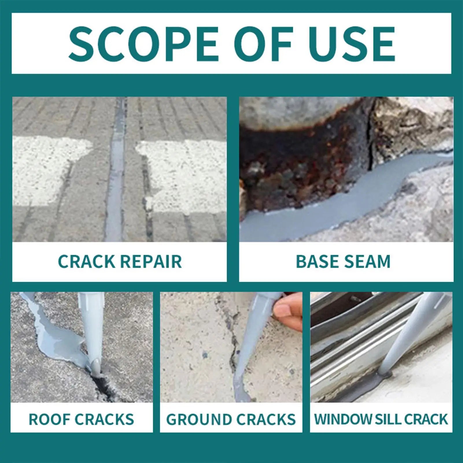 Concrete Slab Crack Repair Sealant Self-Leveling Crack Filling Adhesive Roof and Wall Crack Waterproofing Adhesive