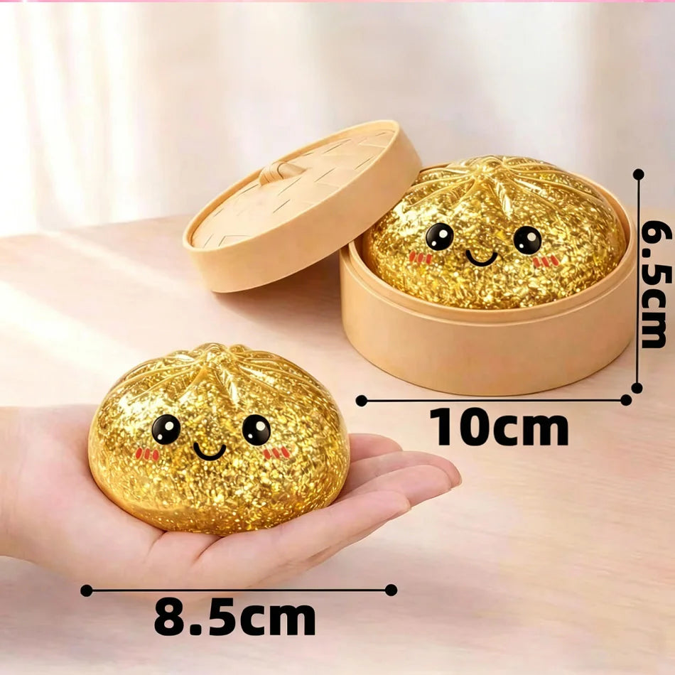 Colorful 6 Styles Glitter Dumpling Glitter Dumpling Squishy with Box Dumplings Sensory Squeeze Toy for Stress Relief Toys