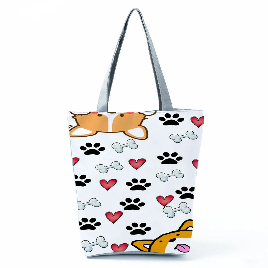 Fashion Dogs Paws Handbags Printed Love Dogs Shopping Bag Casual Women Shoulder Bag Summer Kawaii Female Tote Travel Beach Bag