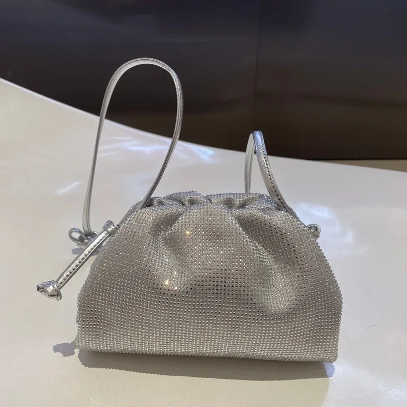 Luxury Designer Glitter Rhinestone Diamond Cloud Bag Evening Bag Wedding Party Clutch Purse Women Handbag Shoulder Messenger Bag