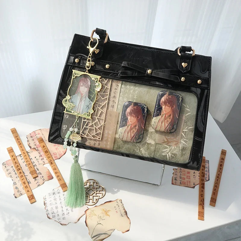 Japanese Teenager Girls Crossbody Bags PU JK Handbags Transparent Ita bag Women handbags Leather Shoulder Bag Bolso