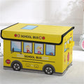 Cartoon School Bus-Themed Children's Toy Storage Box: Large-Capacity, Foldable Storage Box with Lid for Home and Travel