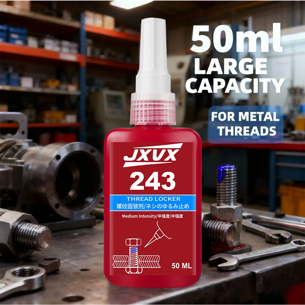 243 Blue Medium Strength Threadlockers, Universal Thread Adhesives, For All Metal Threaded Components, Removable Waterproof Anti Loose Screw Glue 50ML.