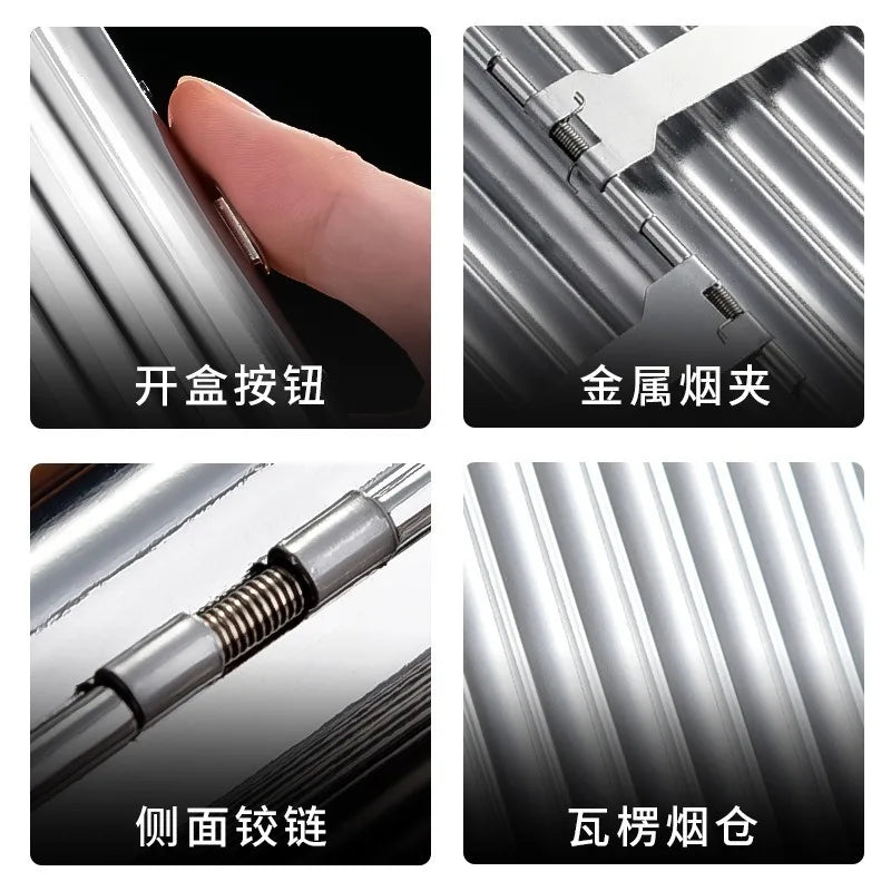 20 pack Large capacity Metal Cigarette case Personalized flip up Sealed Waterproof portable Cigarette Box Smoking Accessories