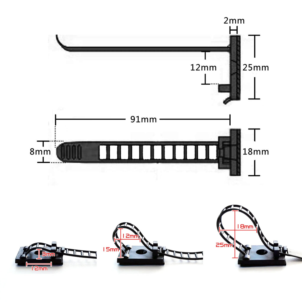 10pcs Adjustable Self Adhesive Cable Clamp Clips Wire Cord Power Line Holder Management Organizer Ties Fixer Trim Wrap