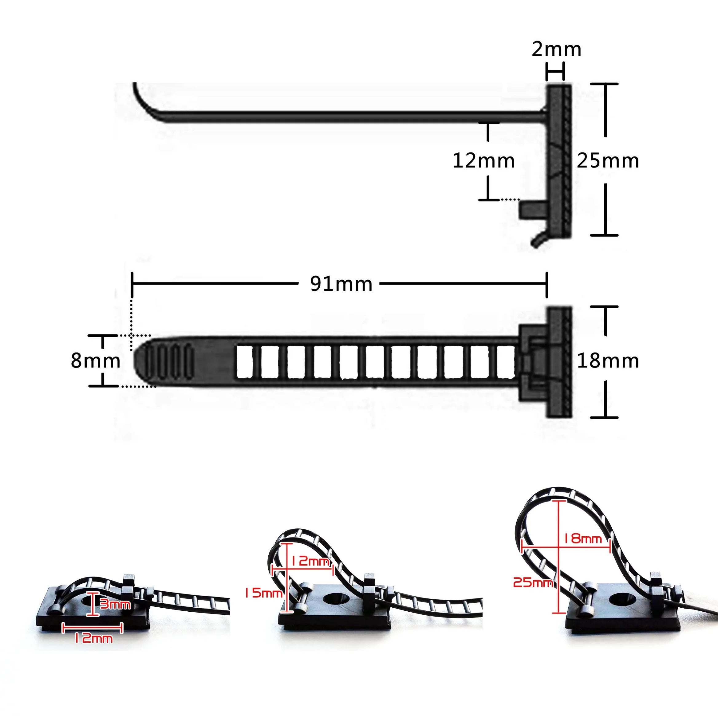 10pcs Adjustable Self Adhesive Cable Clamp Clips Wire Cord Power Line Holder Management Organizer Ties Fixer Trim Wrap