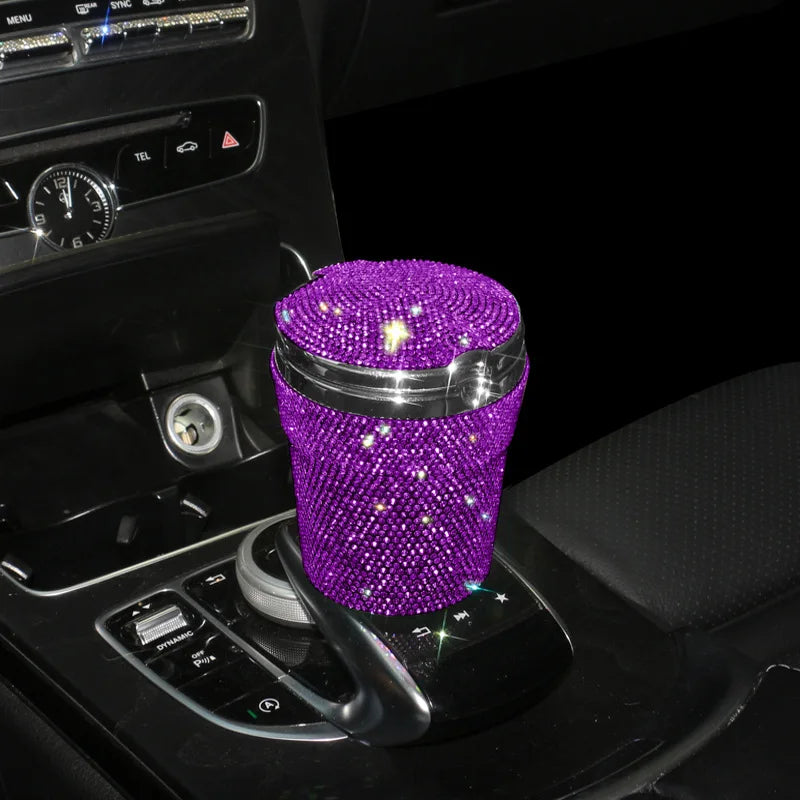 Car Ashtray Auto Portable Bling Cigarette Smokeless With LED Light Indicator Car Accessories for Women재떨이