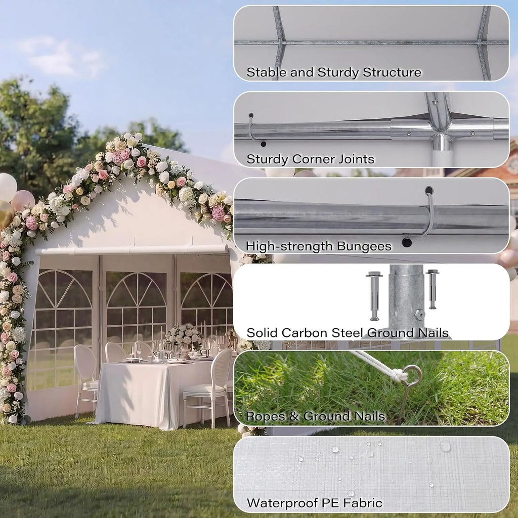20x30 Party Tent, Heavy Duty Waterproof Canopy Tent with Removable Sidewalls & Roll-Up Zipper Door, Large Outdoor, Customized