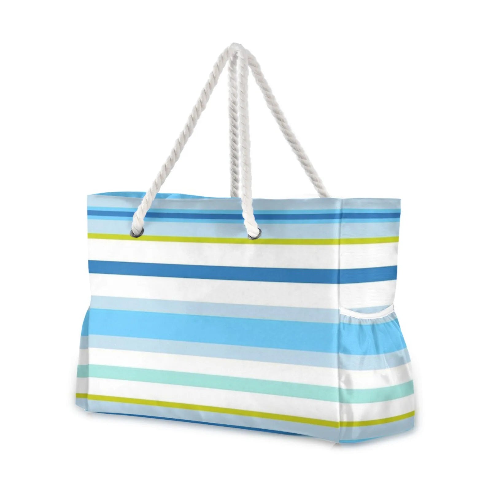 Hot Fashion Beach Women Large Capacity Shoulder Bag Handbag Blue Stripe Rope Handles Shoulder Beach Tote Bags Shopping Bag New