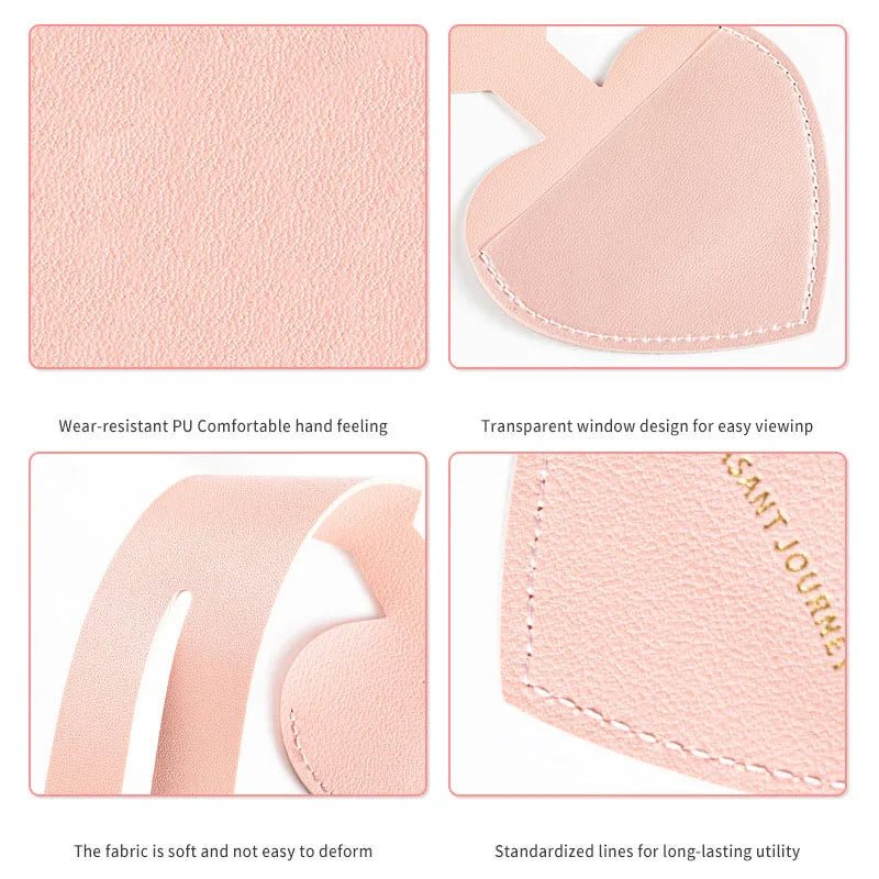 Korean Heart Shaped PU Luggage Tags Women Men Holiday Travel Accessories Suitcase Tag Name ID Address Lable Bag Tags for Luggage