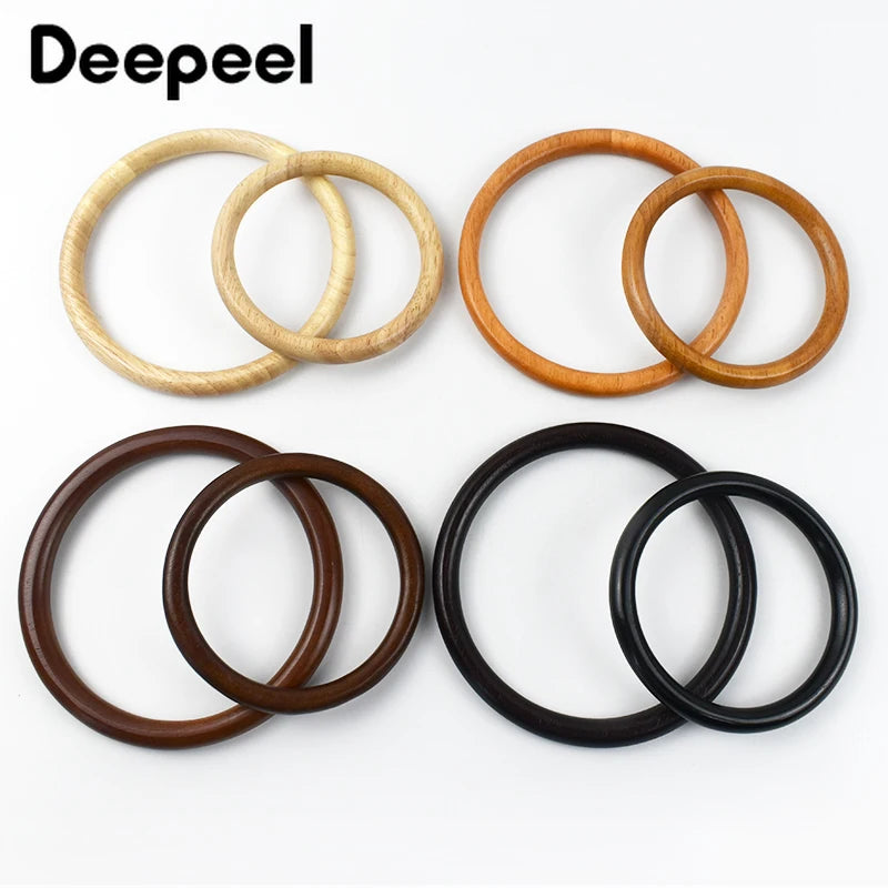 1/2Pcs 11/14cm Solid Wood Ring Bag Handles Purse Frame for Women Handbag Woven-Bag DIY Handmade Sewing Brackets Bags Accessories