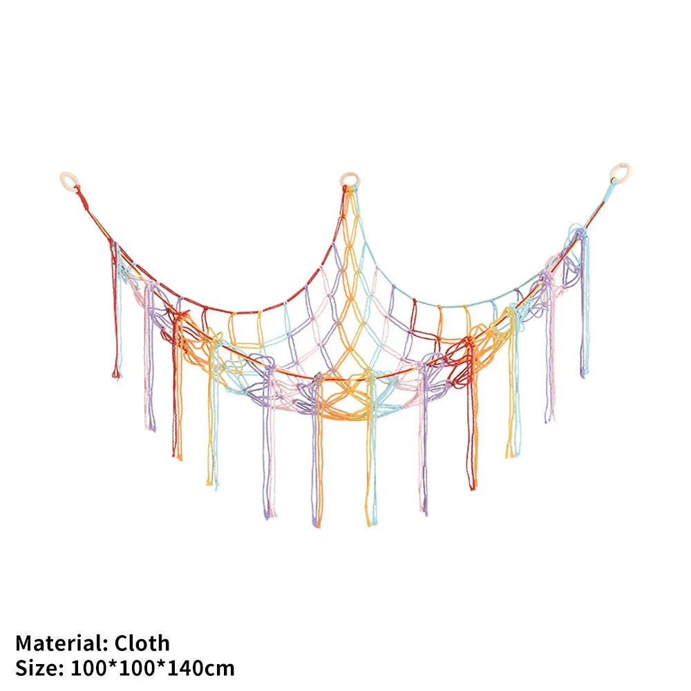 1Pc Toy Hammocks Wall Corner Hanging Storage Net Organizer Woven Kids Stuffed Mesh Hammock Baby Animal Rope Hammock Bag Cotton