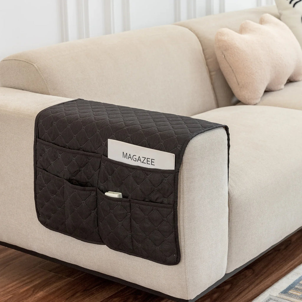 New Sofa Hand Towel with Storage Pocket Magazine Remote Control Sofa Recliner Armrest Clutter Management Bag