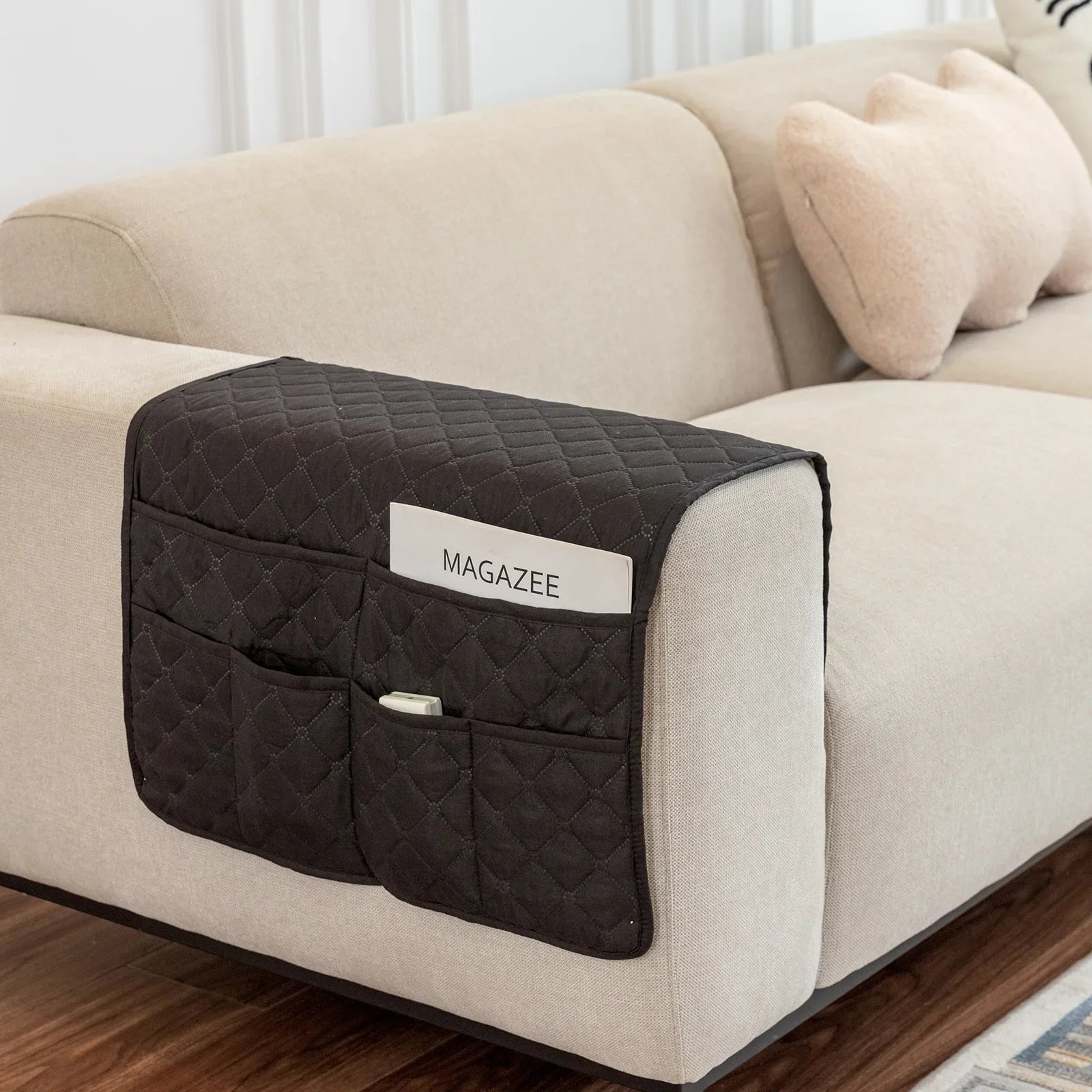 New Sofa Hand Towel with Storage Pocket Magazine Remote Control Sofa Recliner Armrest Clutter Management Bag