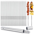 304 Stainless Steel 13.5" Long Flat Barbecue Skewers,40PCS Heavy Duty BBQ Kebab Skewers with Storage Tube,Reusable for Grilling