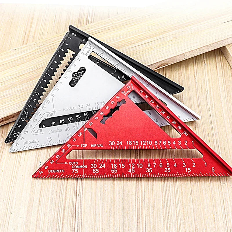 Aluminium Alloy 7/12'' Square Metric Triangle Ruler Made of Aluminium 90 Degree Thin Style Triangle Protractor