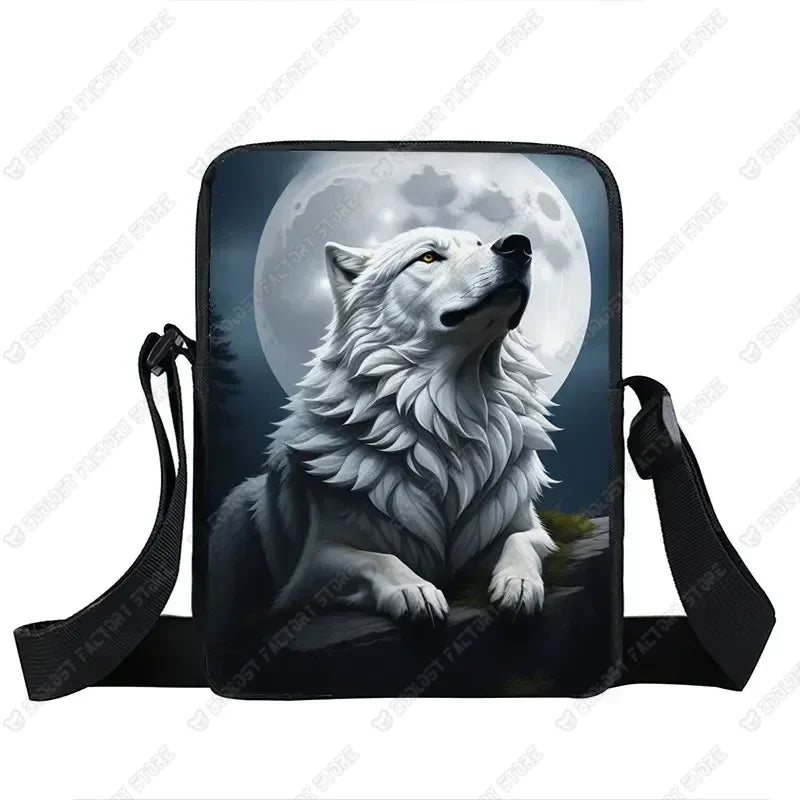 Howling Wolf Pattern Crossbody Bags Wolf Under The Moonlight Women Handbag Shoulder Bags Messenger Bag Key Phone Holder Book Bag
