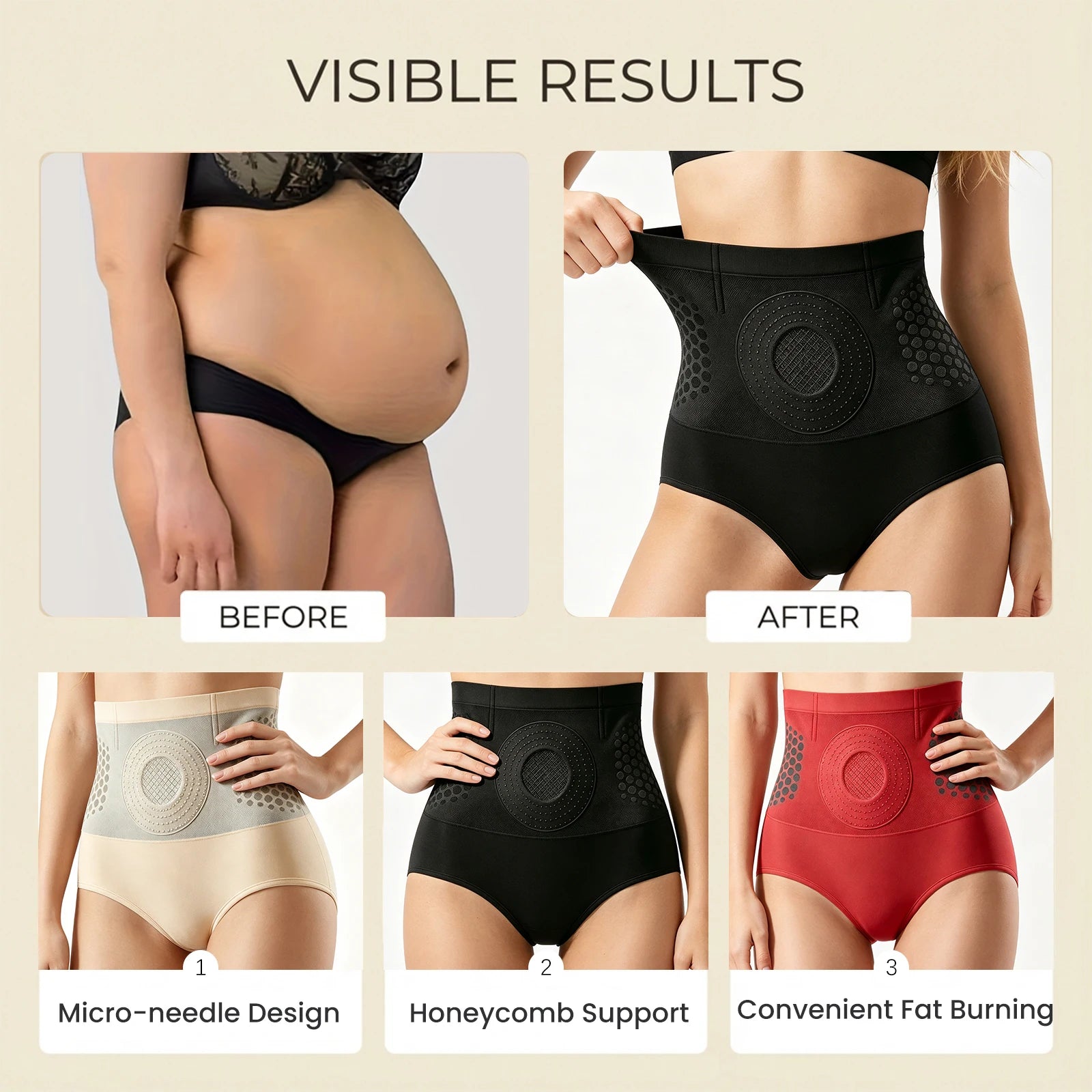 Women Honeycomb Shaping Panties 3 Colors Soft Skin Friendly Butt Lifting High Waist Shorts Breathable Tummy Sculpting Briefs