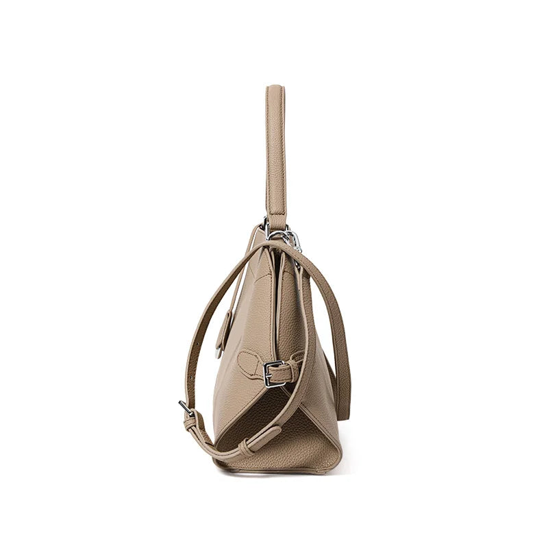 Genuine Leather Cowhide Women's Tote Bag with Design Sense - Crossbody, Single-Shoulder, Storage Bag & Wallet