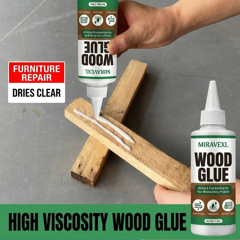 50G Wood Glue Professional Strong Bonding Fast Drying Waterproof Adhesive for Carpentry DIY Woodworking Projects MIRAVEXL Glue
