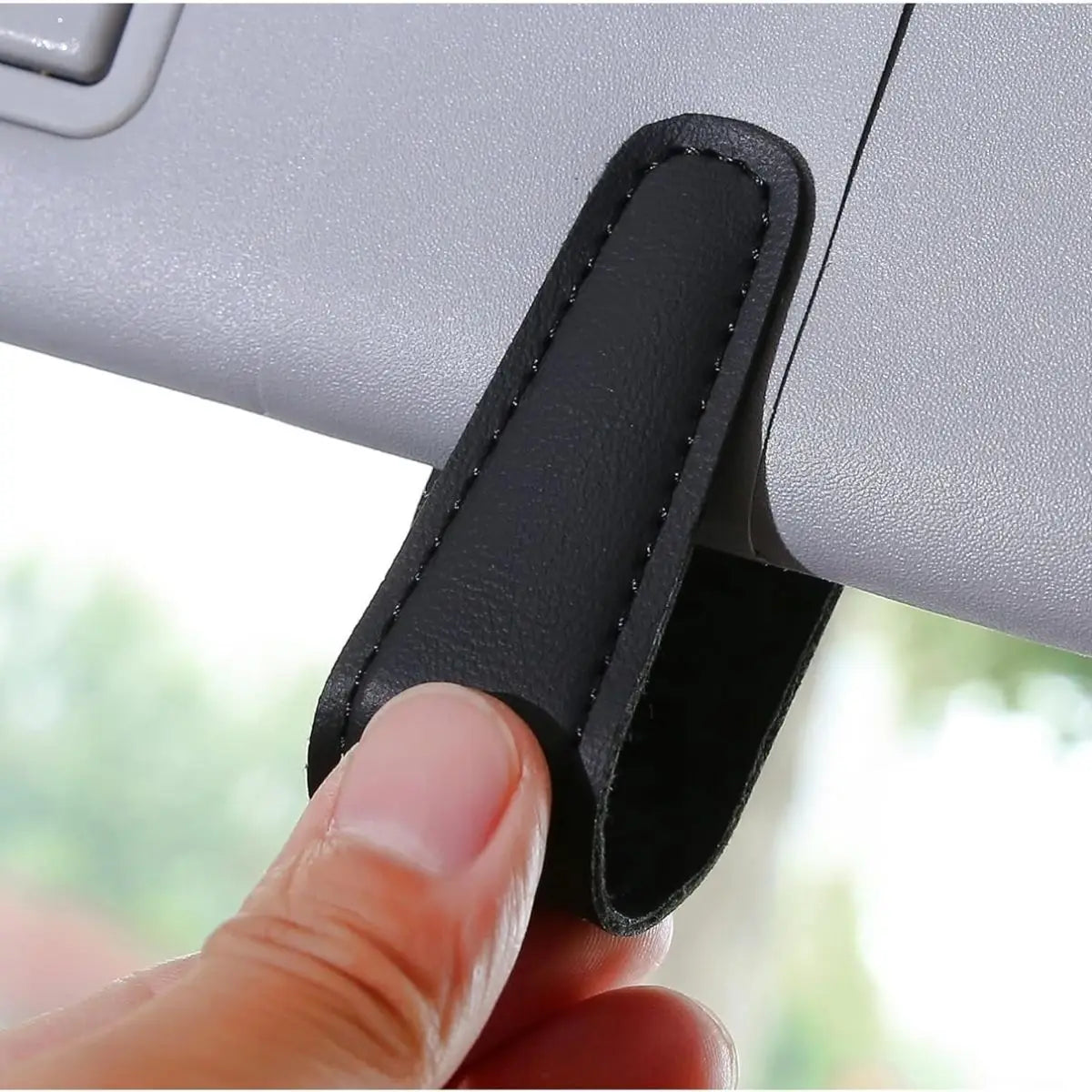 Magnetic Leather Sunglass Holder Eyeglass Hanger Clip for Car Sun Visor Suitable for Different Size Eyeglasses