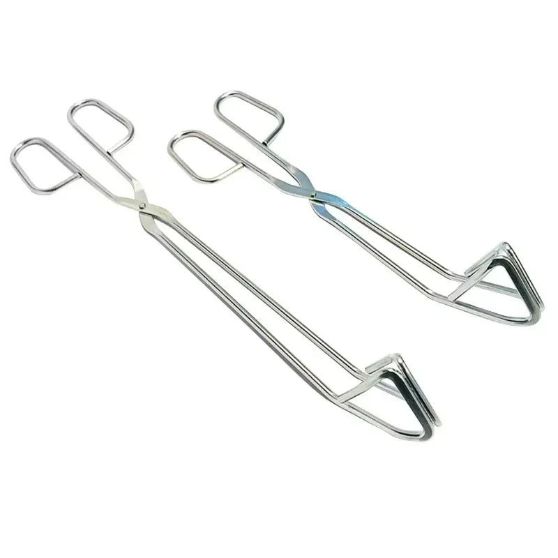 BBQ Clip Tongs Stainless Steel Heat Resistant Hollow Out Design for Sandwich Bread Outdoor Grilling and Kitchen Accessories