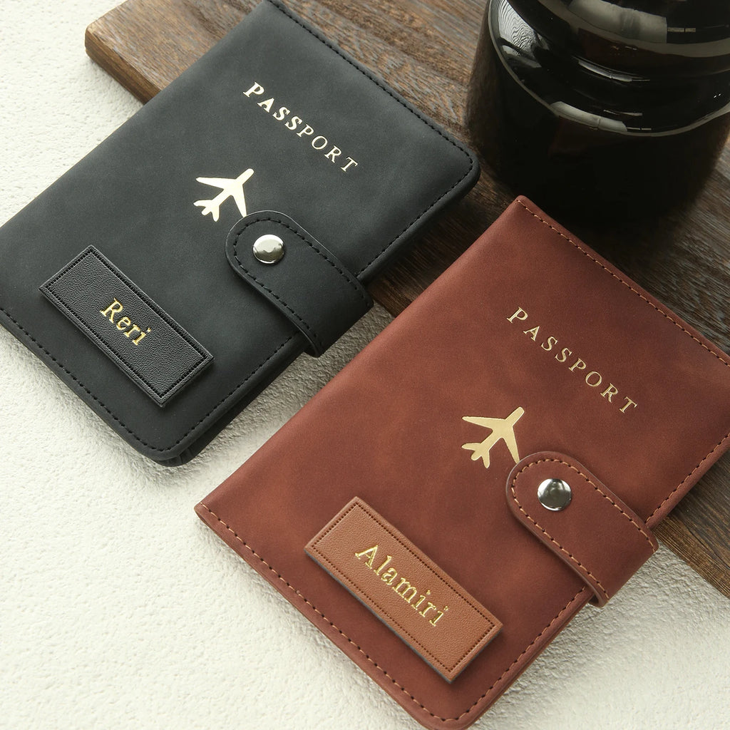 1PCS Personalized Name Passport Holder Custom Suede Passport Cover Texture Faux Leather Passport Bag Custom Travel Accessories