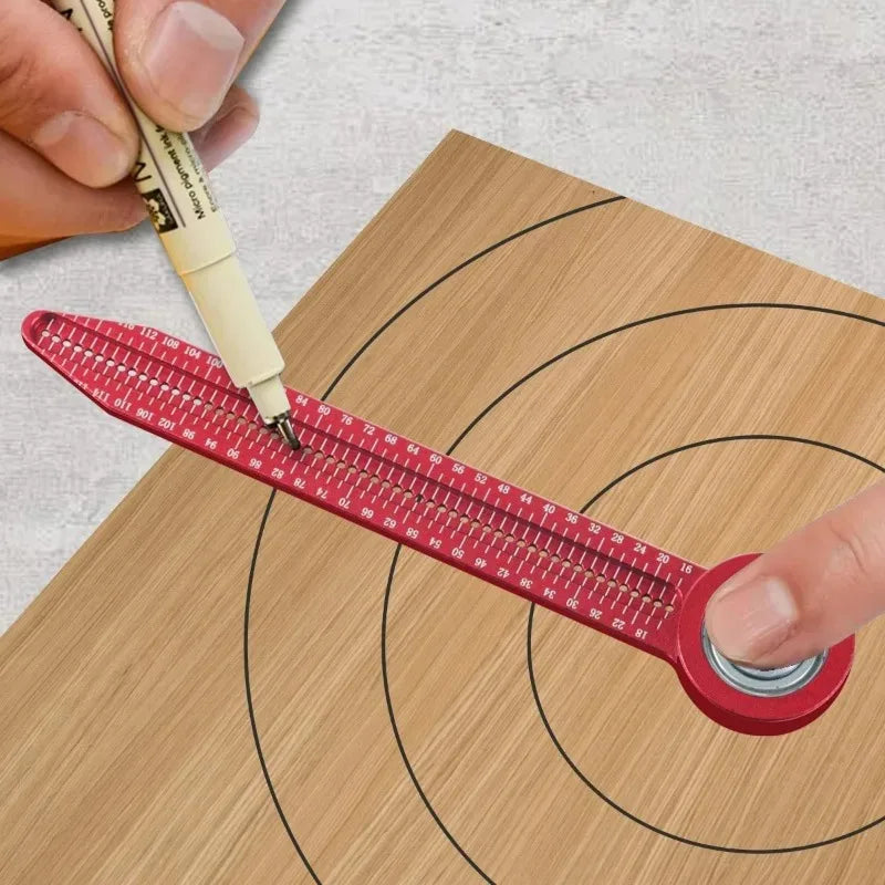 Adjustable Rotary Ruler Woodworking Drawing Circular Drawing Tool Hole Ruler for Carpenter Drafting DIY Marking Compass Tools