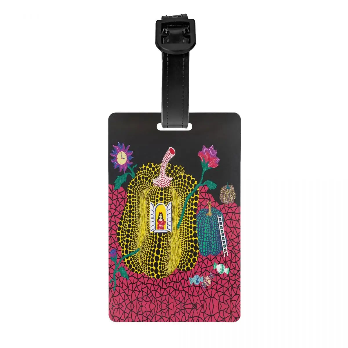 Custom Yayoi Kusama Pumkin Luggage Tag Privacy Protection Abstract Art Baggage Tags Travel Bag Labels Suitcase