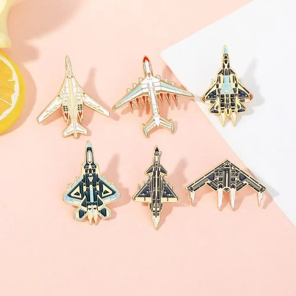 6pcs aircraft enamel brooch badge metal badge jewelry gift for friends and children