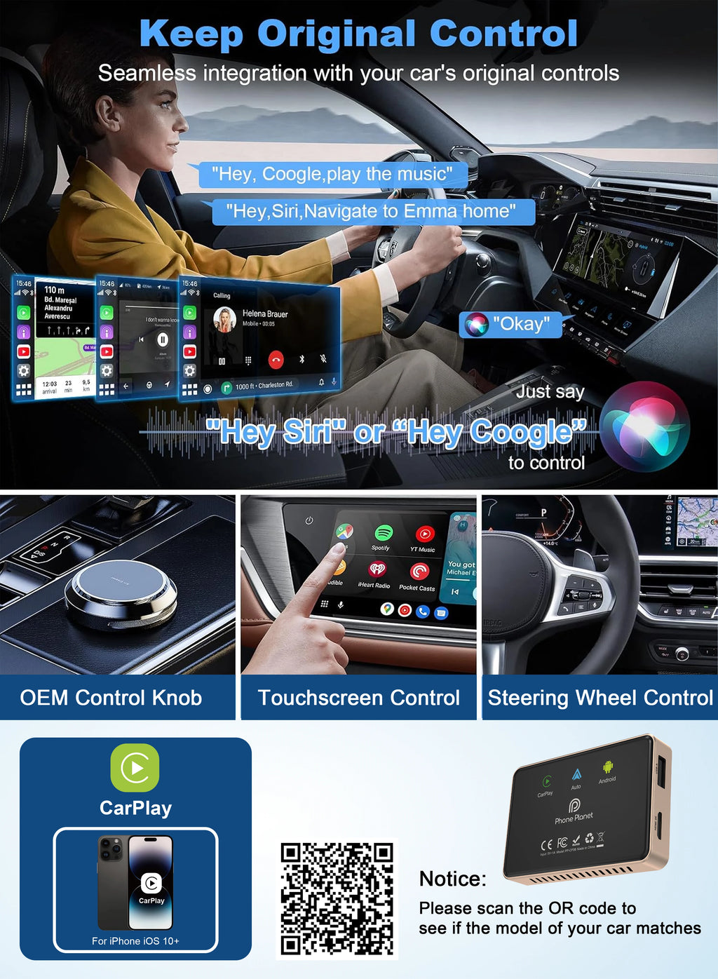 8G+64G CarlinKit CarPlay AI Box Android 13.0 Wireless CarPlay Adapter 2.4+5G GPS FOTA For Netflix YouTube Play Store