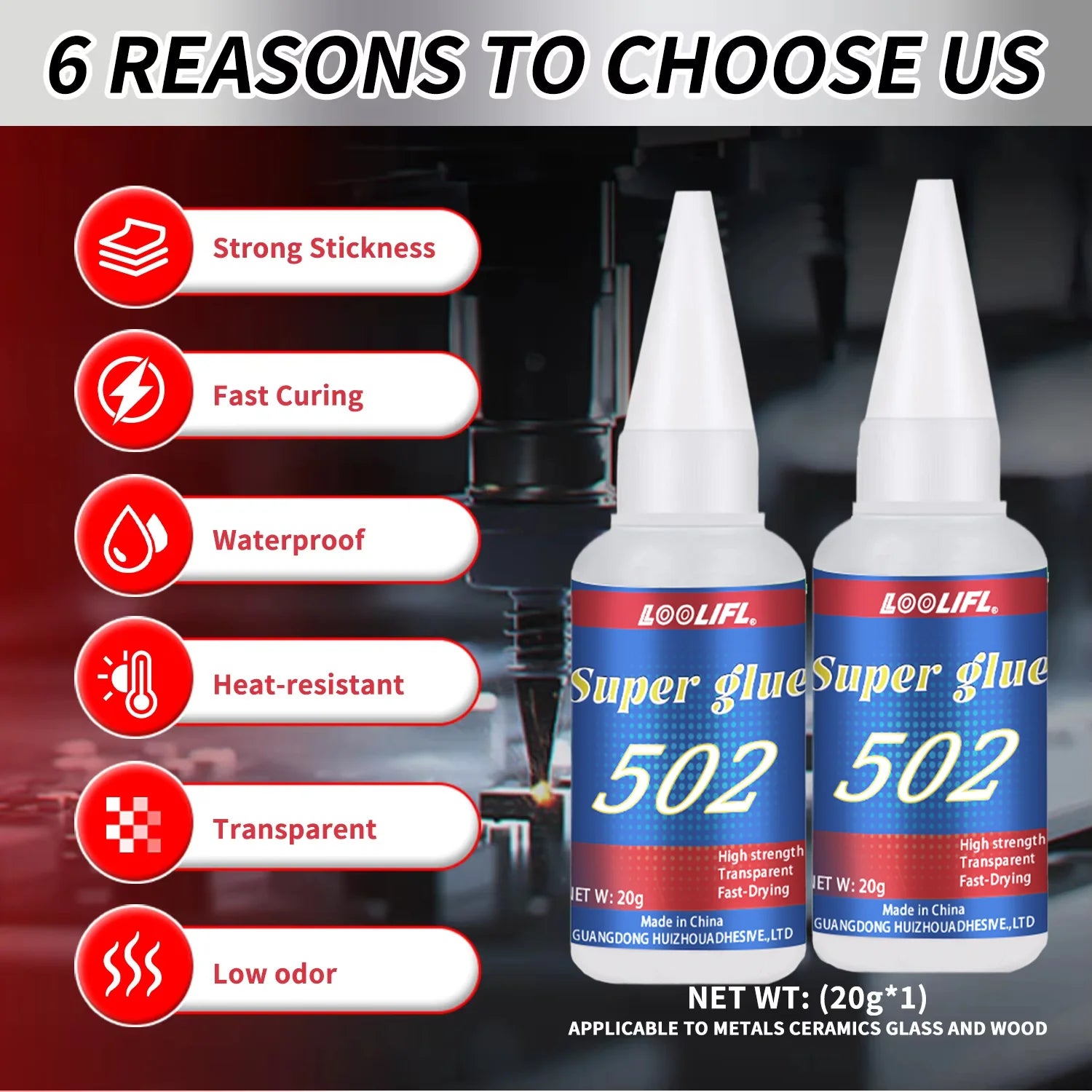 LOOLIFL 1-7pcs 502 Super Glue Instant Quick-drying Cyanoacrylate Adhesive Leather Rubber Wood Metal Strong Bond Liquid Glue Tool