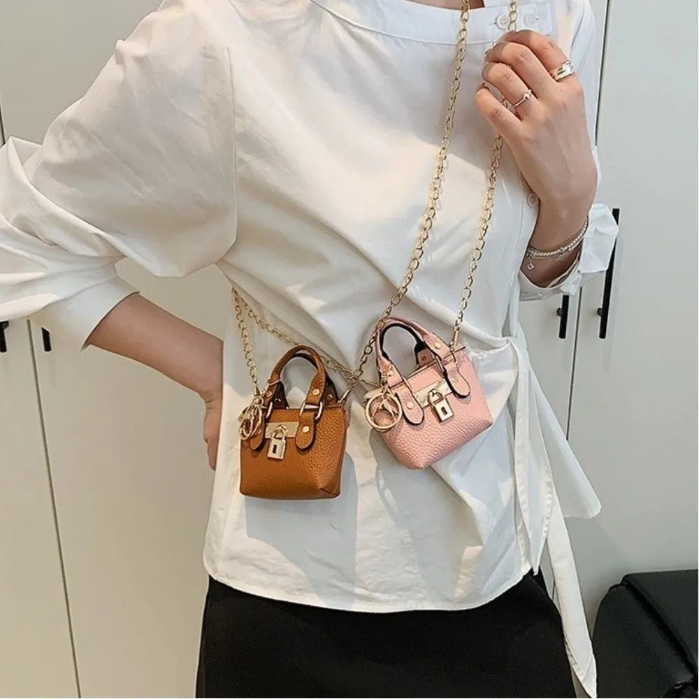 Portable Mini Small Square Bag Hand-held One-shoulder Shoulder Bag Chain Strap Wallet Keychain Women