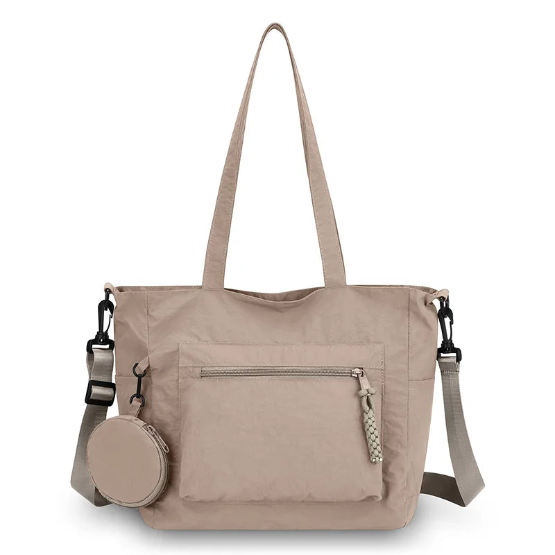 Women Nylon Tote Bag Detachable Crossbody Strap Coin Purse Multi Pocket Handbag For Daily Travel Work Shopping