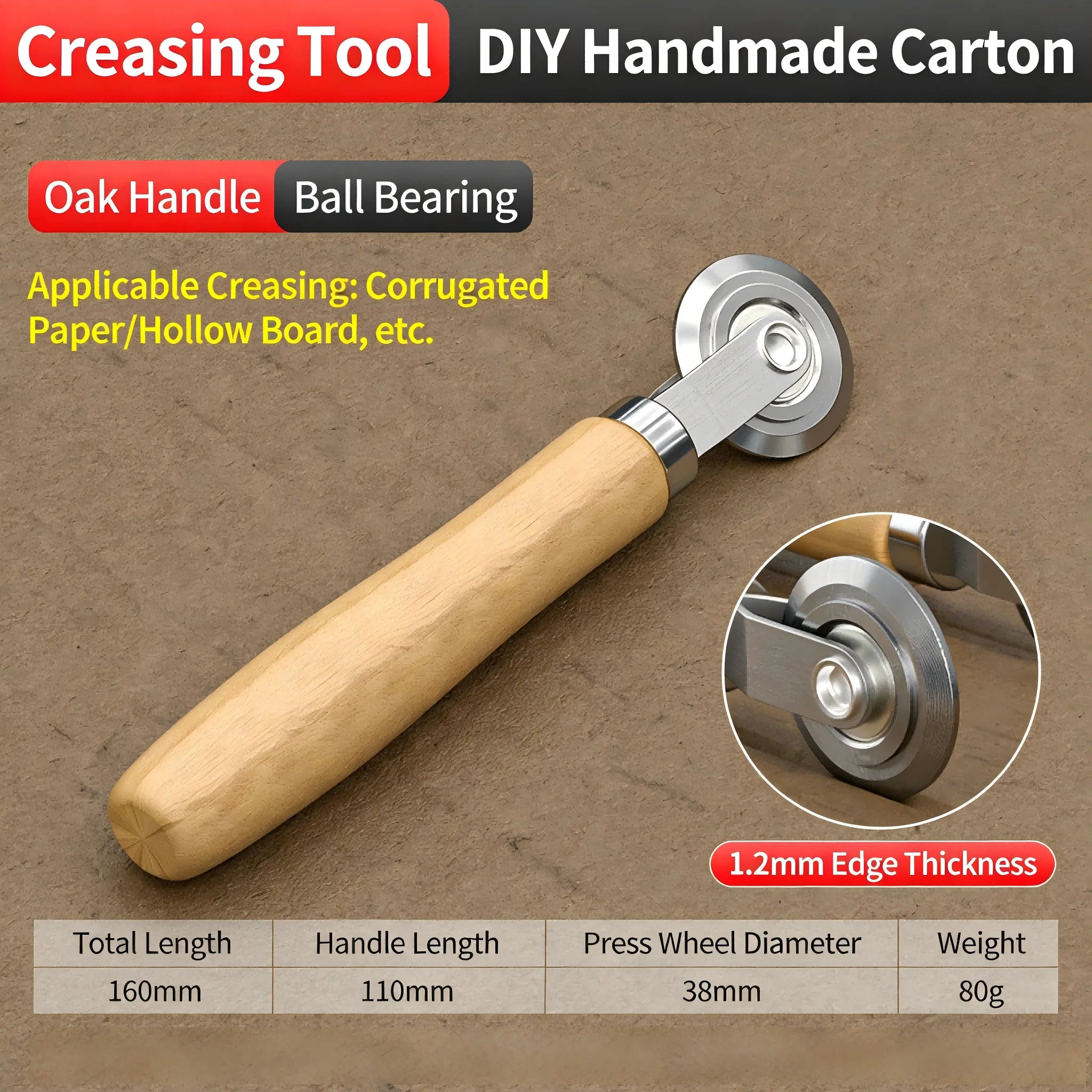 Hand Held Paper Creasing Wheel, Manual Scoring Tool for Corrugated Cardboard/Paper Craft/Copper Sheet DIY
