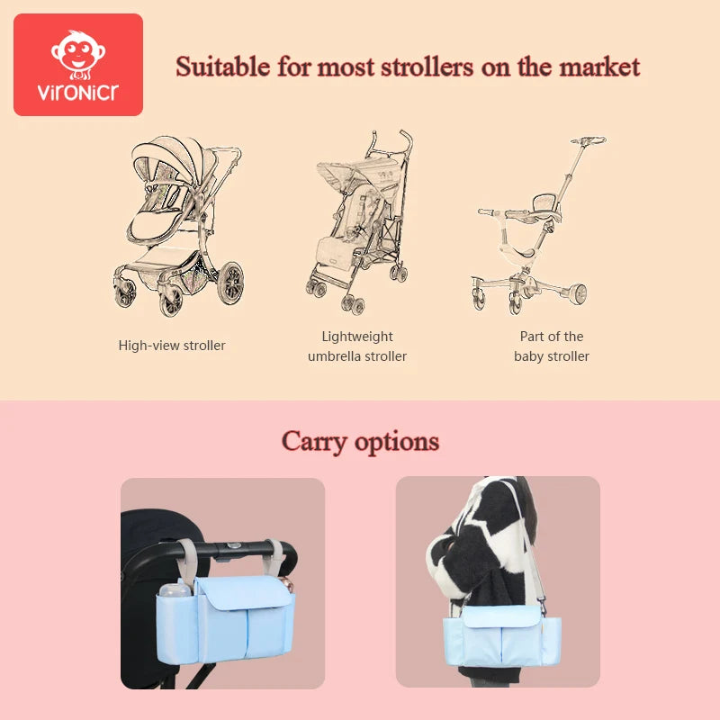 Stroller Organizer Bags Mummy Large Capacity Travel Hanging Bag Bottle Holder Pram Diaper Bags Baby Stroller Accessories