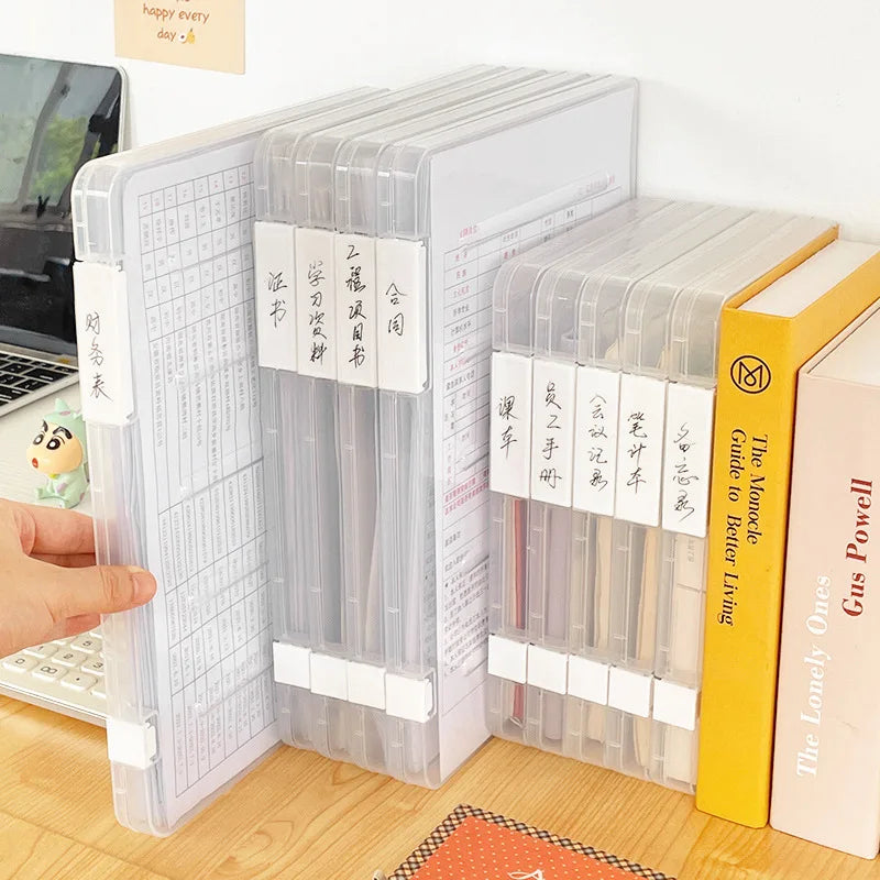 Dustproof Transparent A4 Archive Box Desktop Document Certificate Bill Storage Case Office Paper Stationery Organizer